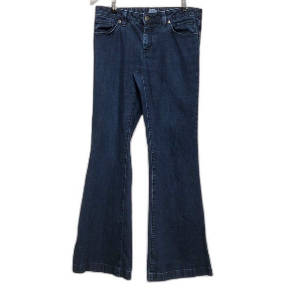 L.L. Bean Jeans Womens Size 4 Blue Dark Wash Flare Low Rise Y2K - Picture 1 of 11